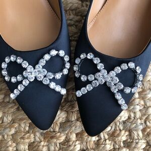 New: J Crew Satin Kitten Heel with Crystal Bow. Size 9